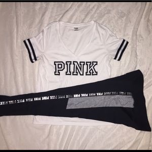 NEW! 🚨 PINK leggings/V Neck Set!
